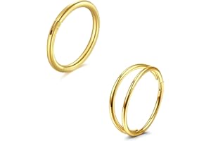 LAURITAMI 2 piezas de perforación de la nariz de acero quirúrgico 20G delgado doble nariz Piercing Ring, Septum Clicker Ring, 8/10mm Helix Conch cartílago Tragus nariz Piercing Joyería