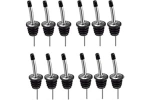 EXFEA Edelstahl Ausgießer Set,12 Stück Flaschenausgießer aus Edelstahl Liquor Pourer Set mit Klappe für Wein,Öl,Likör,Sirup,Essig,Salat