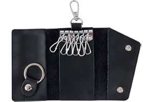 DO NOT APPLY Pequeña cartera de cuero para llavero, fundas para llaves, soporte para llaves con ganchos de hebilla para colgar para hombres y mujeres llaves tarjetas