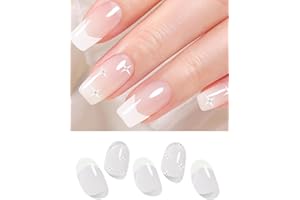 Wahrshei Unghie Gel Adesive UV | Stelle Francesi Smalto Adesivo Gel UV | 20 PCS Pellicola per Unghie Autoadesiva | Adesivi per unghie in gel, Impacchi di Smalto Gel per Unghie