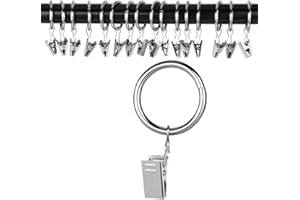 OOTSR Ventana Cortina Anillos con Clips (Φ25mm) (Paquete de 16) - Anillos de Clip de Cortina para los Pesos de la Cortina, Exhibición de Arte, Adecuado para Varilla de 20 mm (níquel)
