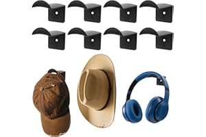 MONGTSAMZ 8 Pièces Support Casquette, Adhésifs Range Casquette, Support Adhésif Sans Perçage, Porte Chapeau Mural, Porte Casquette Mural, Organiseur de Chapeaux Polyvalent pour Chapeaux, Écharpes, Sacs(Noir)