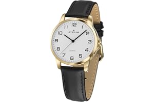 Atrium Damen-Armbanduhr sehr deutlich goldfarben Quarz 3 Bar Lederband A37-20