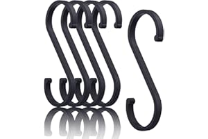 Ruimooto S Haken, 8 Stück S-Haken Aluminium, Durchmesser Bis 32mm S-Förmige Haken, für Küche Garderobe Klein Büro Küche Badezimmer Schlafzimmer, Sparen Sie Viel Platz (Schwarz)