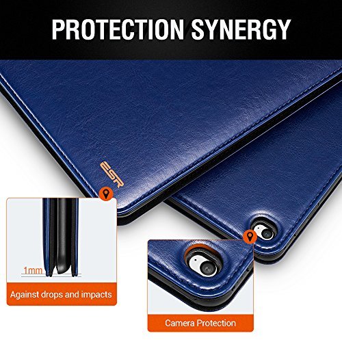 iPad Air 2 Hülle, ESR® Intelligent Bildserie Unternehmen Stil PU Ledertasche mit Auto aufwachen / Schlaf Funktion Schutzhülle für iPad Air 2 / iPad 6 (Blau) - 6