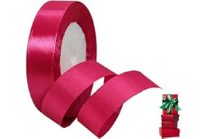 YAYAFUNFUN Satinband Rose-Rot 20mm Breit Geschenkband Satin,22m Satinbänder Rose-Rot Dick Schleifenband Dekoband Seidenband Geschenkverpackung Stoffband Geschenkbänder für Dekorieren Basteln Kleid Hochzeit