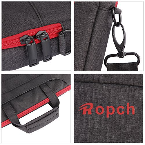 Ropch 17 17,3 Zoll Notebooktasche Umhängetasche Messenger Bag Laptop Tasche Schultertasche Schutzhülle Hülle Sleeve Case – Schwarz - 6