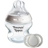 Tommee Tippee Natural Start Baby Bottle Gift Set (150 ml with Extra Flow Teat) and Newborn Pacifier (0-2 Months)