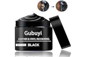 Gubuyi Pâte Réparatrice Cuir,Crème Réparatrice Cuir,Renovateur Cuir,Liquide Kit Rénovation Cuir,Rénovation pour Cuir Canapé,Chaussures,Veste en Cuir,Siège de Voiture,Meubles,Noir-50g