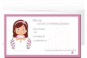 Tarjeta de invitacion Comunion, Lote de invitaciones de comunion, invitacion para comuniones niño, invitacion comunion niña (Tarjetas Invitación Comunión NIÑA)