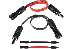 Beatific 2 pezzi pannello solare cavo piatto 6 mm² cavo solare flessibile passacavo finestra con spina e frizione, 100 cm nero (rosso) cavo solare PV piatto per pannelli solari e inverter