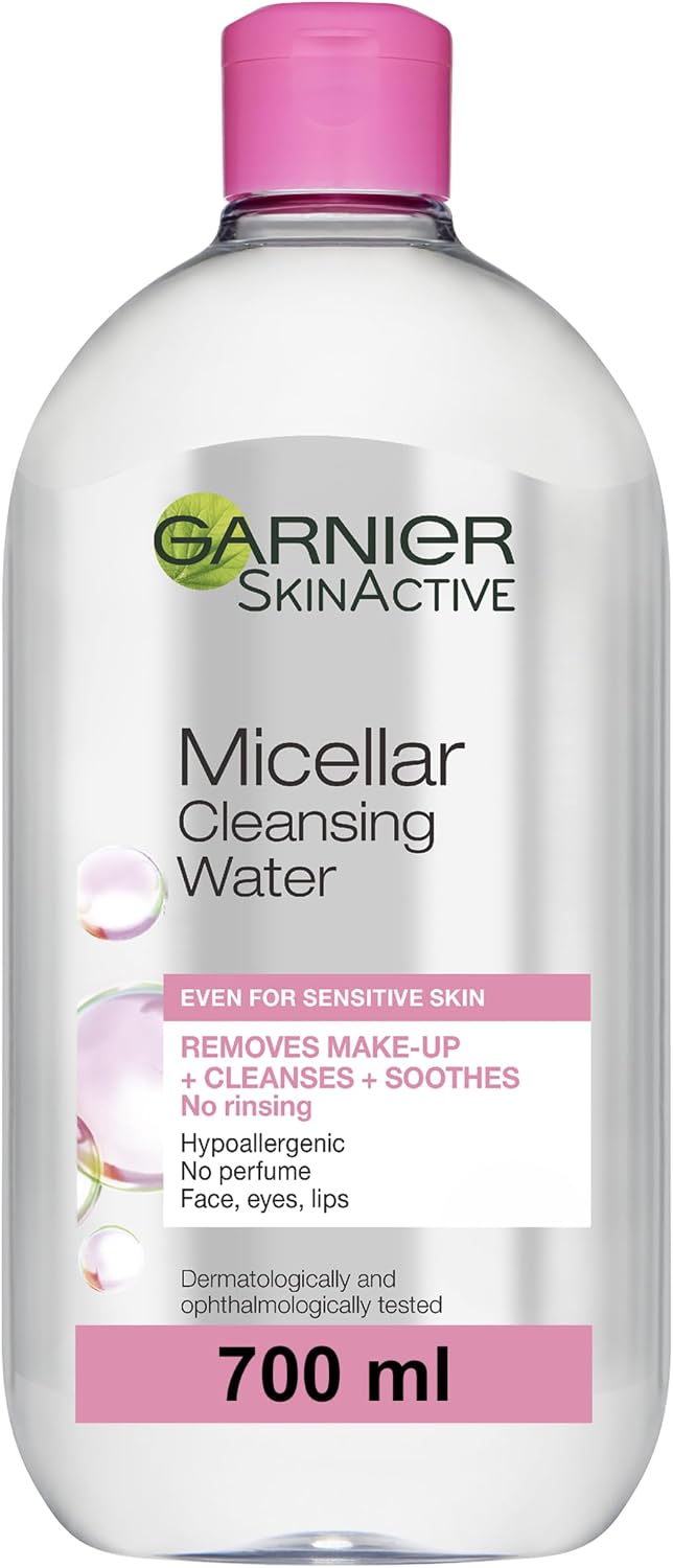 Garnier Micellar Cleansing Water 700ml, Gentle face cleanser & Make up Remover, Suitable For All Skin Types Including Sensitive Skin, Soothing Formula, Dermatologically Tested