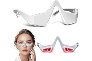 Aiwgyibo Unter Augen Rotlichttherapie Brille - Augenmassagegerät zur Linderung von Augenermüdung, Unterstützung bei Augenringe Entfernen und Anti Falten Rotlichttherapiebrille (weiß)