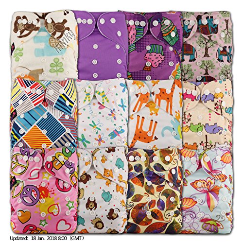 LittleBloom, Reusable Pocket Cloth Nappy, Fastener: Popper, Set of 12