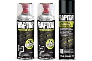 U-POL RAPTOR Aérosol 2K (Noir) Revetement Protection - Kit Plastique