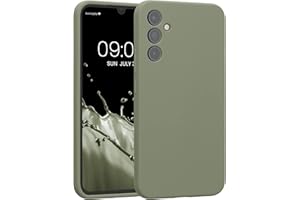 kwmobile Carcasa Compatible con Samsung Galaxy A34 5G Funda - Case TPU y Silicona con Interior de Microfibra - Suave Protector antigolpes para móvil - Gris Verdoso