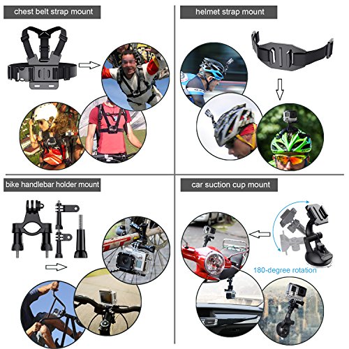 Leknes Basis Zubehör Bundle Set für Action Kamera sj4000 sj5000 und GOPRO HERO 5 4 3+ 3 2 1 QUMOX Xiaomi Yi APEMAN Rollei WiMiUS - 5