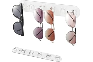 XYUAYAMZ Porta Occhiali da Sole, Supporto Occhiali Portaocchiali Parete Porta, 6 Fori Acrilico Portaoggetti per Occhiali da Sole, Porta Occhiali Multiplo, Nessuna Perforazione Espositore Occhiali(Trasparente)