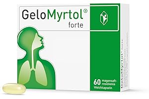 ‎GELOMYRTOL GeloMyrtol forte 60 St., pflanzlicher Schleimlöser bei akuten Atemwegsinfekten mit Husten, Schnupfen und Druckkopfschmerz (Symptome der Sinusitis & Bronchitis), Kapsel