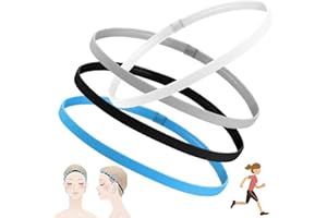 4 Pezzi Fascia Sportiva Elastica Capelli per Uomo Donna, FUKPO Spessa Elastico Fascette per Capelli Antiscivolo, Fasce Elastiche Capelli Sport per Yoga Correre Tennis(Bianco, Grigio, Nero, Blu)