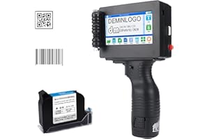 DAOCO Impresora de mano Impresora de inyección de tinta portátil Impresora de códigos de inyección de tinta de alta definición con pantalla táctil LED de 4,3 pulgadas Cartucho de tinta de secado rápido