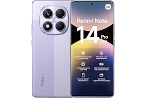 XIAOMI Smartphone Redmi Note 14 Pro 5G, 8+256GB, Viola, Fotocamera AI di grado professionale da 200MP, IP68, ricarica turbo da 45 W con batteria da 5110 mAh, funzioni AI (caricabatterie non incluso),