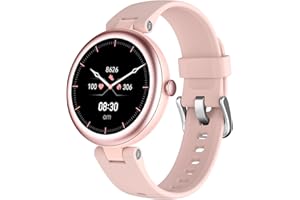 SHANG WING LYNN Smartwatch Donna Orologio Contapassi Rotondo Piccolo Elegante 1.09 Pollici Orologio Fitness Sport Android iOS Cardiofrequenzimetro Saturimetro Notifiche Whatsapp e Chiamate Rosa