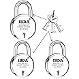 IBDA 3 Lock with Same Key | Double Locking | Steel Body | Common Key Padlock | Lock for Home, Shutter, gate, Door, kadi, Channel, Chain, Shop, Outdoor, Indoor | Same Key Lock Set of 3 with 3 Keys |