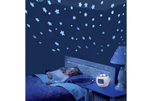 HSDSH Sveglia Bambini da Comodino, Proiettore di Stelle con Temperatura, Data Snooze LED Digitale 7 Colori, 10 Suonerie Orologio da Tavolo e Camera da letto