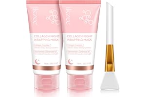 WANFAER Maschera Collagene viso, Collagen Night Wrapping Mask, Maschera al Collagene Coreana, Cura dell'elasticità e dell'idratazione,Levigare eRassodare Durante la Notte 75ml/2.53 (2pc)