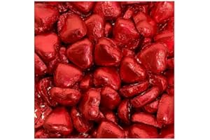 SOOLAR Milk Chocolate Love Hearts - Bulk Red Foil Wrap Milk Chocolate in a Heart Themed Box 500g -Valentine Day and Weddings- Approx 70 Individually Wrapped Milk Chocolate Hearts