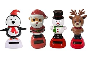 Benares 1/4 Stück Weihnachts-Solar-Tanzspielzeug, Weihnachten Wackelfigur, Solar Tanz Schneemann, Solar Wackelfiguren Für Auto Weihnachtsmann Schneemann, Wackelfigur Spielzeug Für Auto Zuhause