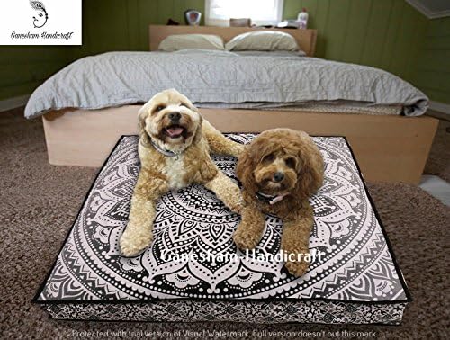GANESHAM Indian dog or cat bed decorative throw pillow insert mandala tapestry, pouf ottoman, boho pillows made by hippie mandala tapestry boho decor, floor pillows &amp; cushion