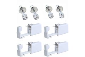 Kuesn 4 Pack Ear Piercing Gun Disposable Self Mixed Colours Ear Piercing Gun Kit Safety No Pain Ear Piercing Gun Kit with Stud (White)