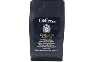 Coffeenes Coffee Arabica Brazil Santos, całe ziarna, palona, body - 3/5, kwasowość - 1/5, aromat - 4/5 (Brazylia) (Coffee Brazil) (1 x 0,5 kg)