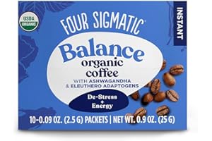 ‎FOUR SIGMATIC our Sigmatic Adaptogen Medium Roast Instant Coffee with Ashwagandha, Chaga & Tulsi, Immune Support & Stress Relief, Keto, Multicolored, 0.09 Oz, Pack of 10
