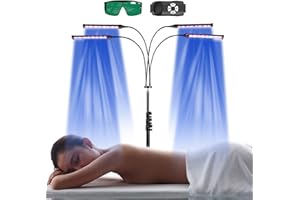 TWSOUL Solarium Für Zuhause,460NM&490NM Bräunungslampe mit solarium brille,60W Blaues Licht Bräunungslicht Solarium,Doppelte Halterung Gesichtsbräuner Solarium mit 432 Stück LEDs für Körper und Gesicht