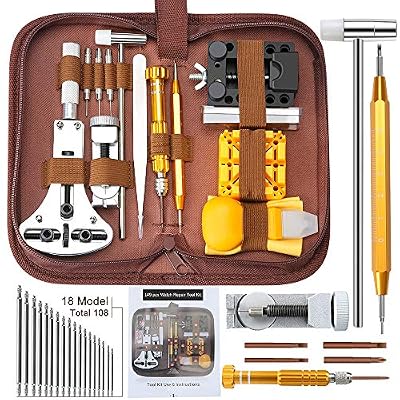 E·Durable 149pcs Réparation Montre Outil d'horloge de réparation Professionnels Remplacement des Pile Outil Removaler Outil Barres de Ressort Épingles Kit d'outils horloger