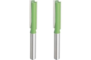 Aopin Router Bit 8mm Cutting Dia 6mm Shank Dia Double Flute Straight Bit Carbide for Woodworking Milling Cutter Tool, Green, Silver, 2Pcs