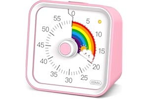 InfPokid Wizualny timer dla dzieci z funkcją pauzy, 60 minut odliczania, tęczowy timer dla dzieci, do nauki na biurku, do klasy, biura, kuchni, ciche zarządzanie czasem, dla ADHD (różowa, tęczowa)