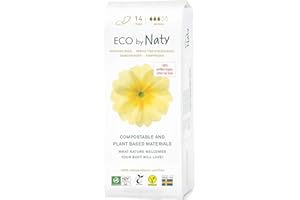 ECO BY NATY Naty Sanitary Pads Normal – Plantbased and absorbent for Women, Organic Cotton Menstrual Product, Better for Feminine Health (14 Count)
