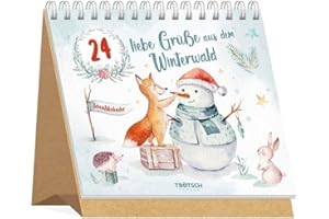 TRÖTSCH VERLAG TRÖTSCH - Aufstell Adventskalender "24 liebe Grüße aus dem Winterwald" | Weihnachtskalender mit 24 Aquarellbildern und Weihnachtszitaten: Adventskalender für die besinnliche Adventszeit