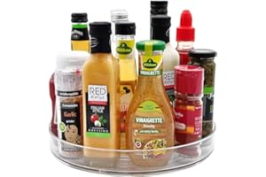 LGXS Drehteller Kühlschrank Organizer Lazy Susan 23,5cm, 360° Rondell Küchen Organizer Drehbarer Gewürzhalter für Gewürz Speisekammer Schrank Badezimmer Kommode.(Transparent)