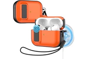 R-fun Etui do AirPods Pro 2. generacji (2023/2022/2019) z bezpieczną blokadą, kompatybilne z Airpods Pro 2 (kabel USB-C/Lightning, pokrowiec ochronny z zestawem do czyszczenia, pomarańczowe)
