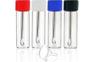 iSnuff Small Glass Bottles with Snuff Spoon Set Premium Glass Vial with Mini Funnel - Deluxe Storage Travel Dispenser Kit