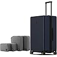 LEVEL8 Suitcase Carry-on Hand Luggage, Elegance Matt Design 100% PC Trolley Case TSA Approved Checked Luggage Lightweight with 8 Spinner Wheels,66CM,65L,Dark-Blue