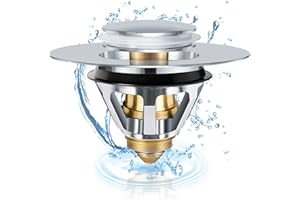 DOTTALL Zatyczka do umywalki, uniwersalny zestaw odpływowy, korek odpływowy do umywalki nasadowej, sitko zapobiegające zapchaniu, do łazienki, kuchni, umywalki, akcesoria odpływowe, 34 - 38 mm