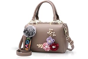 NICOLE & DORIS Nouveau Sac à Main pour Femme Sac à Main Sac Floral Sacs à bandoulière avec Pompon Pendentif