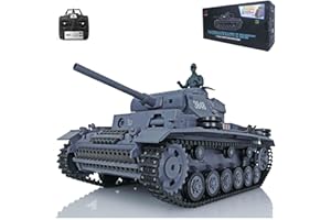 wheelfun Tanque largo de control remoto Heng 2.4G escala 1/16 7.0 de plástico alemán Panzer Iii L RTR RC Tanque Modelo 3848 Torreta giratoria de 340° Unidad de humo de combate infrarrojo BB Pellets BB