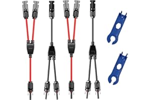 Kibon Lot de 2 paires de câbles solaires en Y - 6 mm² - Panneau solaire en Y - Répartiteur mâle femelle MMF et FFM - Connecteur photovoltaïque